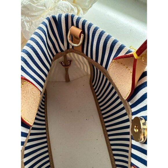 NWOT DB Dooney & Bourke blue and white striped top handle crossbody - Picture 6 of 8